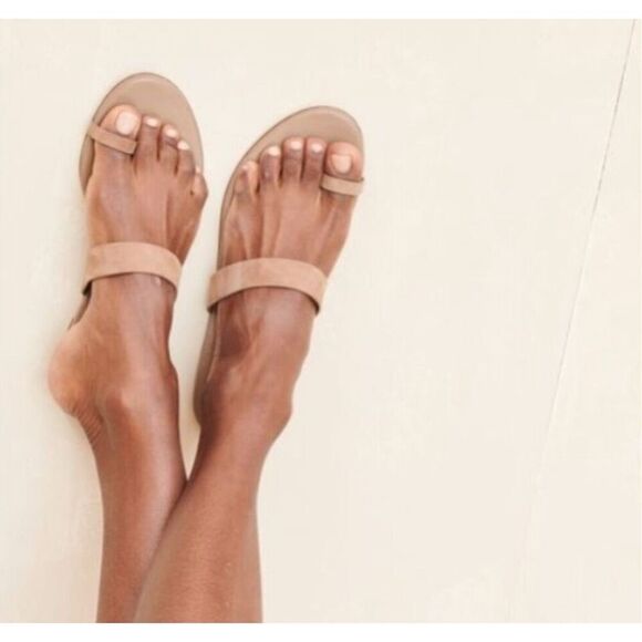 Jenni Kayne Oiled Leather Strap Sandals Toe Post Flats in Tan Women's 38 US 7.5, - Picture 3 of 9